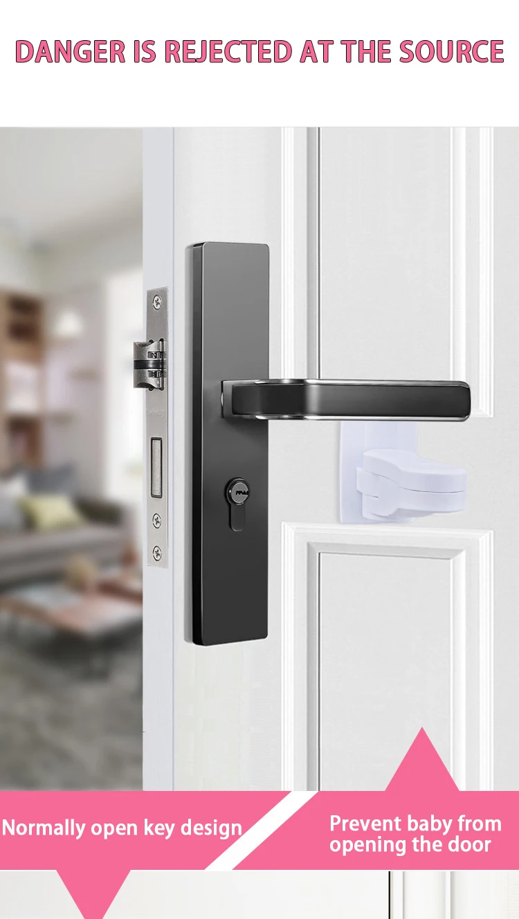 Universal Door Lever Lock Child Baby Safety Lock Rotation Proof Professional Door Adhesive Security Latch Multi-functional