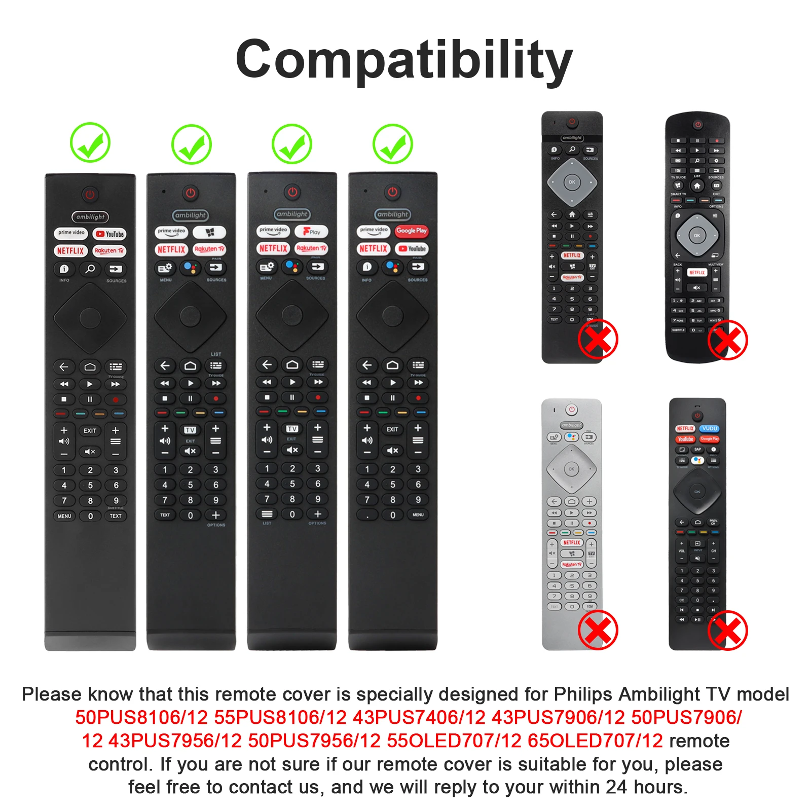 Telecomando sostitutivo HR45B-GJ02 Adatta per Philips 4K UHD LED TV Android 7406 Series 43PUS7406 50PUS7406 55PUS7406 65PUS7406 43PUS7406/12 50PUS7406/12 55PUS7406/12 65PUS7406/12