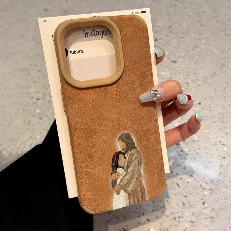 Cartoon Coffee Pattern Shockproof Executive Fiber Leather Phone Case