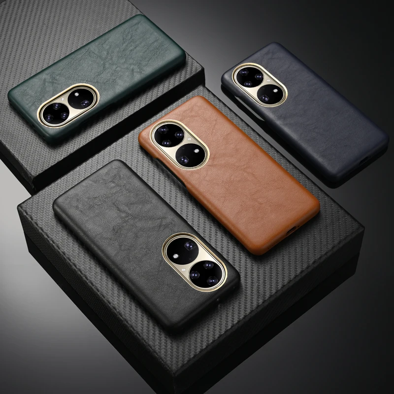 For Huawei P50 Pro Case Luxury PU Leather Business Protective Back Cover with Flocking inside For Huawei P 50 Pro