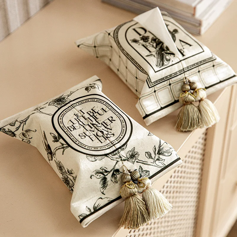Vintage Tissue Box Car Tissue Bag Vintage Household Tissue Box Kitchen High-end Paper Storage Printing Creative Drawer Wholesale 2
