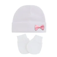 New Born Baby Hat Birth Hat Baby Beanie Toddler Hat Glove Set Newborn Accessories 2