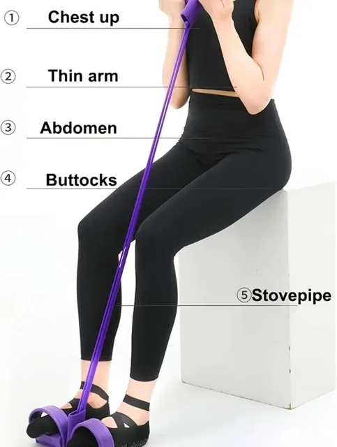 21 Fitness Resistance Bands 4 Tube Pedal Ankle Puller Exercise Stretching for Arm and Leg Workouts Ab Training Auxiliary Device 3