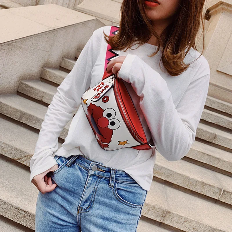 Waist Bag Women's Fanny Pack Cartoon Belt Bags Handy Packs Banana Chest Bag Female Hip Package Crossbody Purse PU Leather Pouch waist bag,chest bag,crossbody bag
