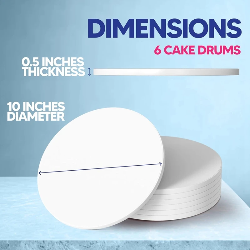 Set Of 12 White Cake Drums 8 Inch - 1/2" Thick Cake Boards 8 Inch Round