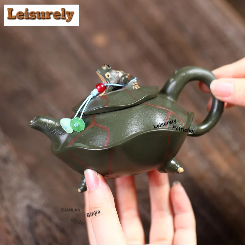 170ml Classic Yixing Purple Clay Teapots Handmade Frog Pot Raw Ore Green Mud Kettle With Filter Chinese Zisha Tea Set Cha Craft