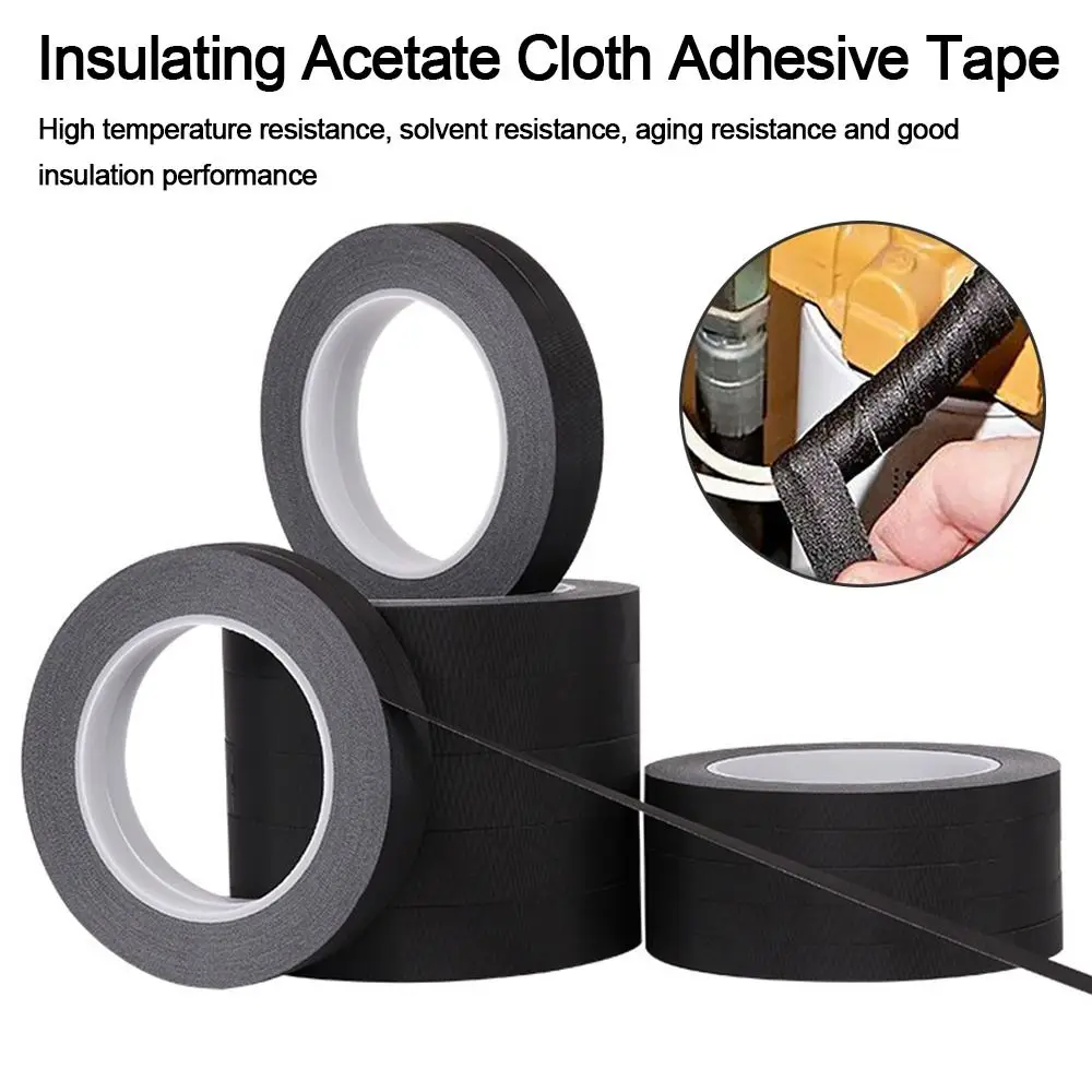 

30m 1PC Flame Retardant High Temperature Insulating Acetate Cloth Tape For LCD Repairing Black Acetic Acid Adhesive Tape