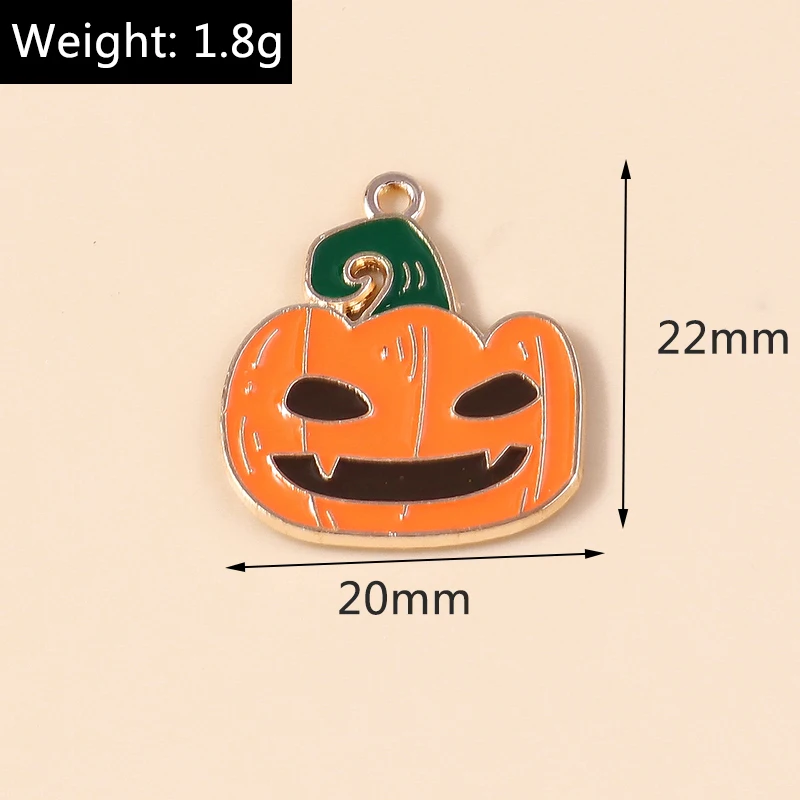 Leslie 10 Stück gruselige Halloween-Kürbis-Anhänger für DIY handgefertigte Halloween-Halsketten, Armbänder, Schmuckherstellung, Zubehör – Detail 13
