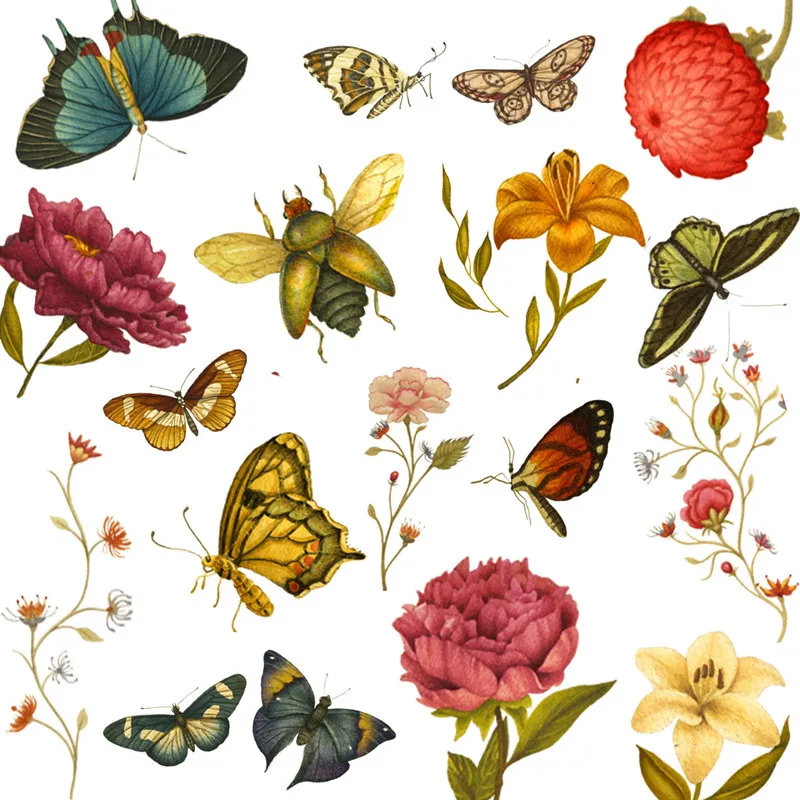 

20PCS retro butterfly Stickers Crafts And Scrapbooking stickers kids toys book Decorative sticker DIY Stationery