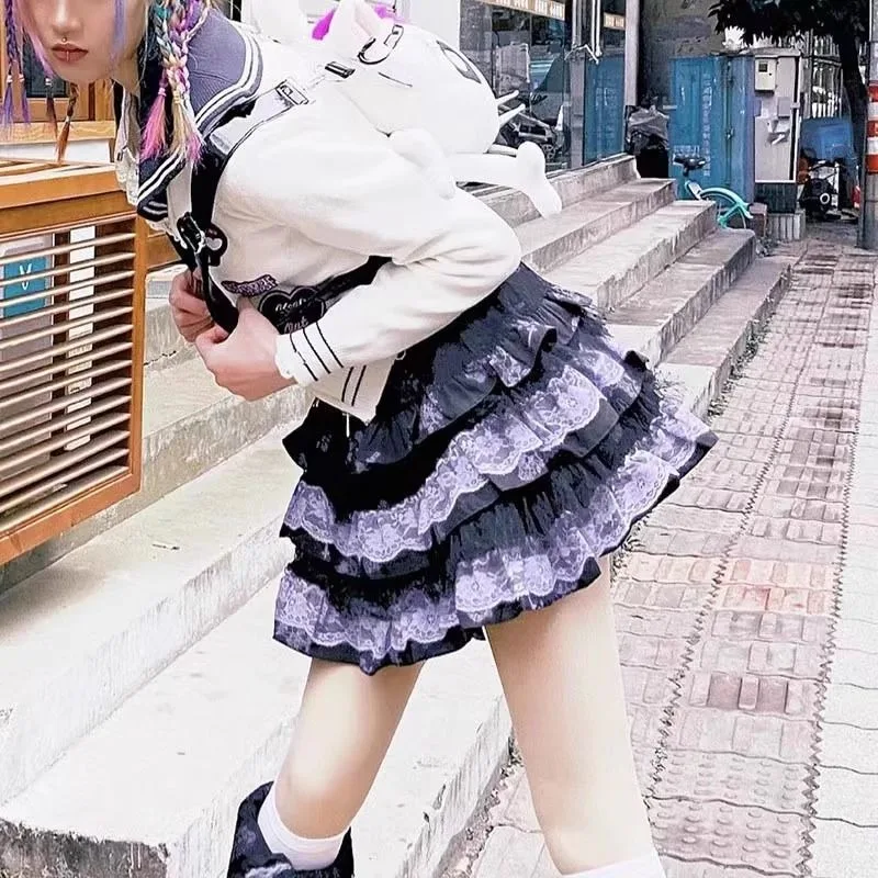Fluffy Skirt Harajuku Subcultures Lace Hottie Cake Punk Fluffy Short Skirt Half Length Skirt