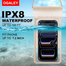 IPX8 Waterproof Phone Pouch - Universal Dry Bag for Beach and Cruise Essentials with Touch - Sensitive Design (Champagne Gold)