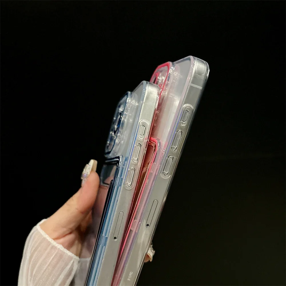 Transparent Card Holder Slot Case for iPhone 16 15 14 Pro Max Plus 11 12 13 Wallet Candy Color Contrast Clear Soft TPU Cover 5