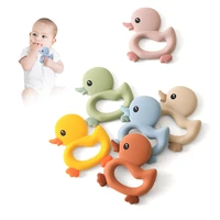 1Pc Baby Silicone Teether Toys BPA Free Silicone Duck Shape Teether Toys Food Grade Nursing Teething Toys For Nreborn Gift 1