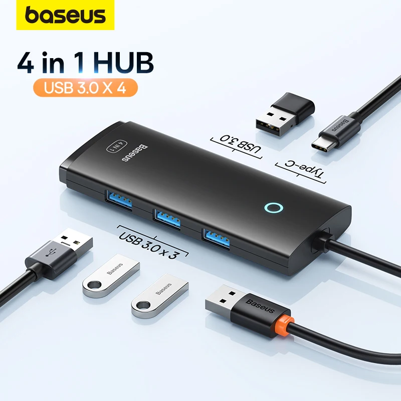  Baseus USB HUB Adapter 4 in 1 USB Type C to USB 3.0 HUB Splitter Adapter for MacBook Pro Air Huawei Mate 30 Docking Station HUB 
