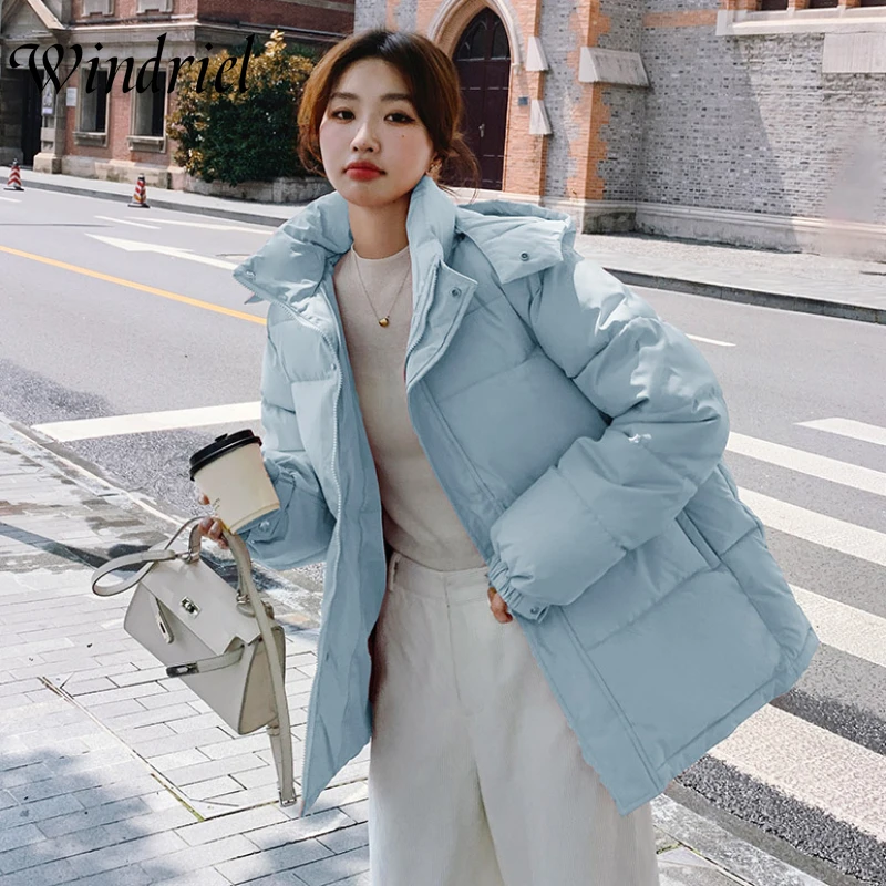 

Windriel Winter Coat Women Loose Cotton-padded Jacket Short Parka Clothes New Korean Student Wadded Clothing Thicken Warm Casaco