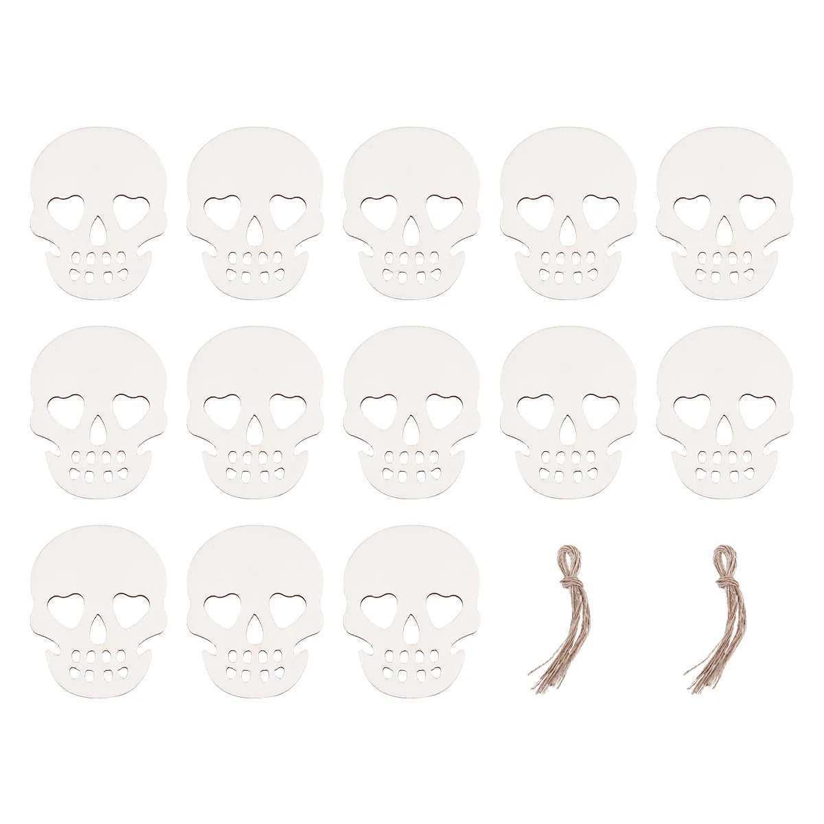 

20 Pcs Patch Skull Chips Child Wood Crafts for Kids Halloween Decoration Wooden