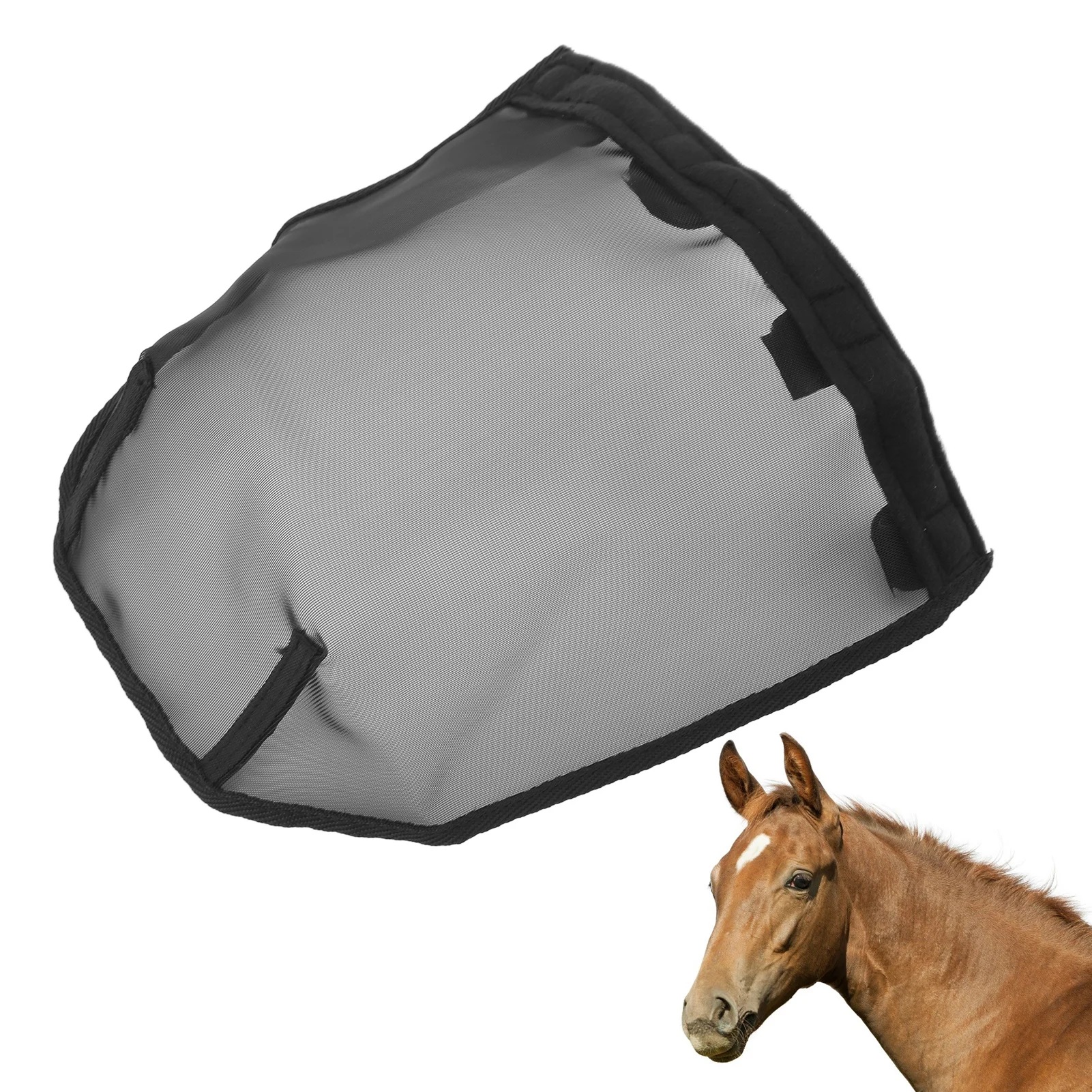 Horse Nose Net Plastic Horse Breathable Nose Fine Mesh Net L Size Black Comfort Mask for Home Farm