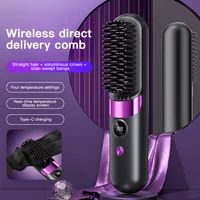 Brosse lissante pour cheveux avec écran LCD, sans fil, rechargeable par USB, lisseur portable, mini brosse lissante pour la maison et les voyages 1