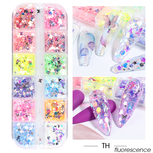 Abalone Shell Nail Art Glitter Natural Sea Shell Slices Nail Charms Flake Powders Shiny Sequins Manicure Design  FBBY