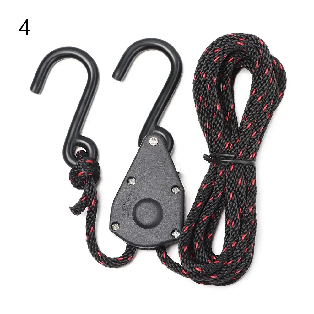 Adjustable Pulley Ratchet Rope Fasteners for Camping and Outdoor Use