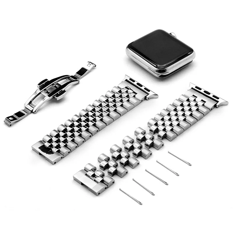 100Pcs 스테인레스 스틸 스트랩 애플 시계 밴드 6 SE 5 4 3 40mm 44mm 금속 38mm 42mm 교체 팔찌 스포츠 밴드