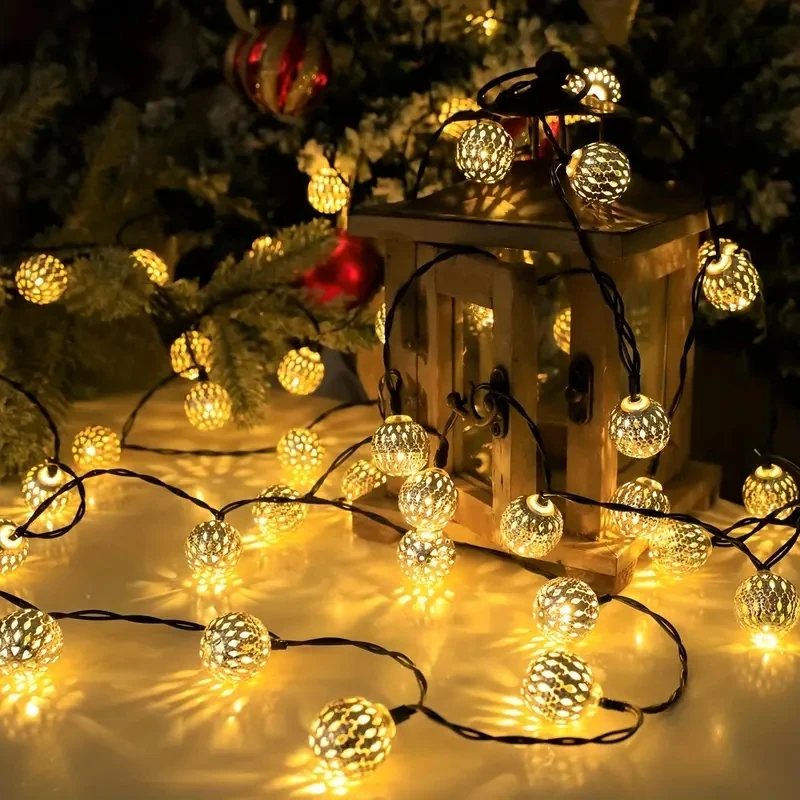 Solar LED Morocco Ball Fairy Garland Globe String Light for New Year Christmas Wedding Outdoor Garden Navidad Home Decors - Image 3