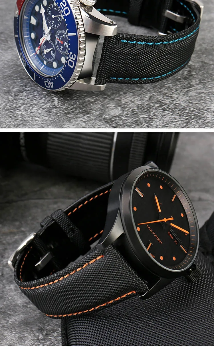 20mm 21mm 22mm 23mm 24mm Nylon Leder Armband Für Tag Heuer Citizen Seiko no.5 UHR Männer Frauen Leinwand Stoff Uhrenarmband – Detail 13
