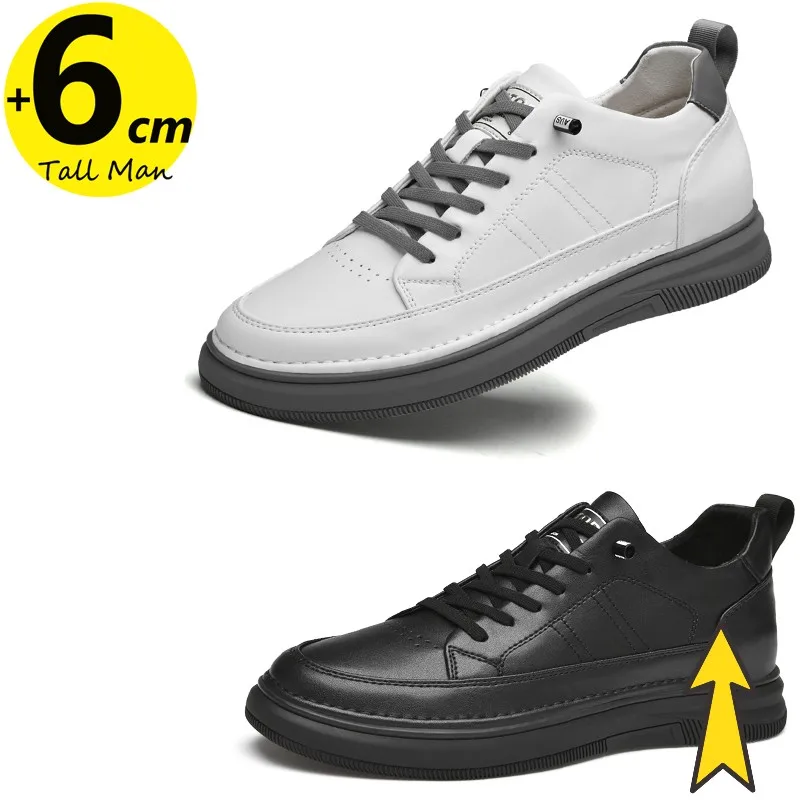 

Man Lift Sneakers Booster Elevator Shoes Men Height Increase Insole 6cm Autumn Leather Spring Tall