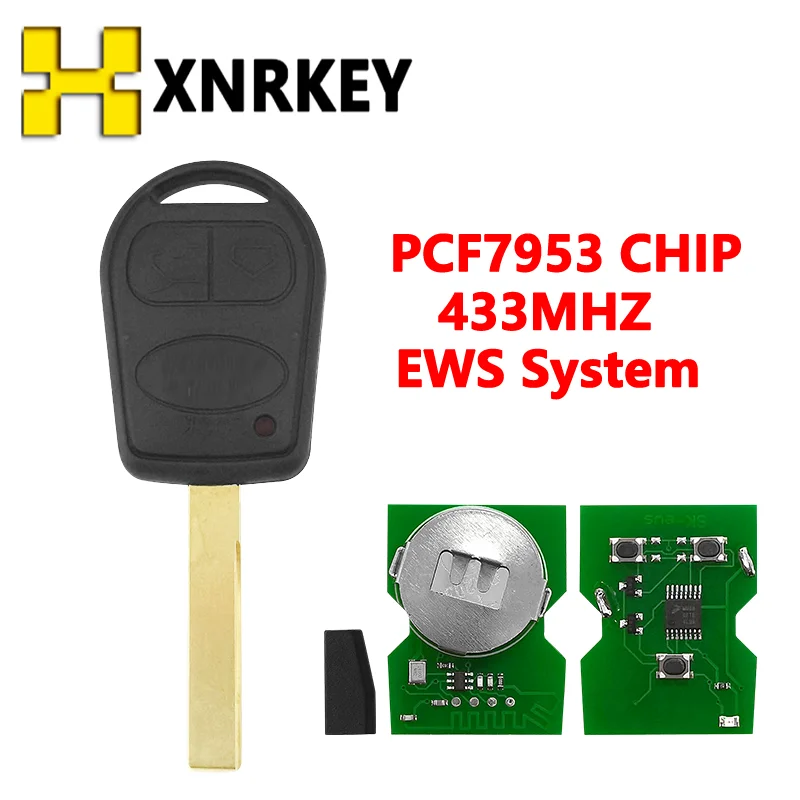 XNRKEY 3 Buttons Remote Car Key for Range Rover 2002 2003 2004 2005 2006 Sport 2006 EWS System PCF7935 Chip 433Mhz