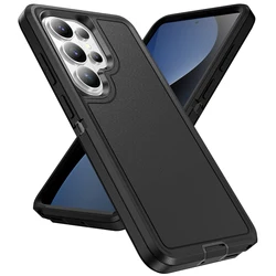 3 - in - 1 Hybrid Armor Shockproof Rugged Case - Heavy Duty Protection Cover for Galaxy S26 Plus (Black)