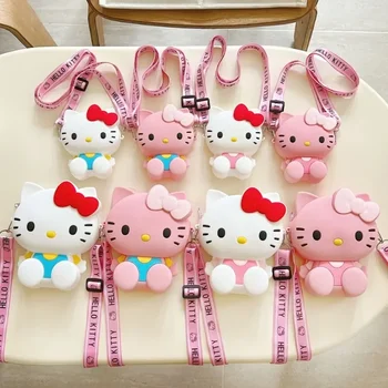 Kawaii Hello Kitty Cartoon Shoulder Bag Silicone Waterproof Mini Cute Sanrio Crossbody Bag Coin Purse for Children Bag