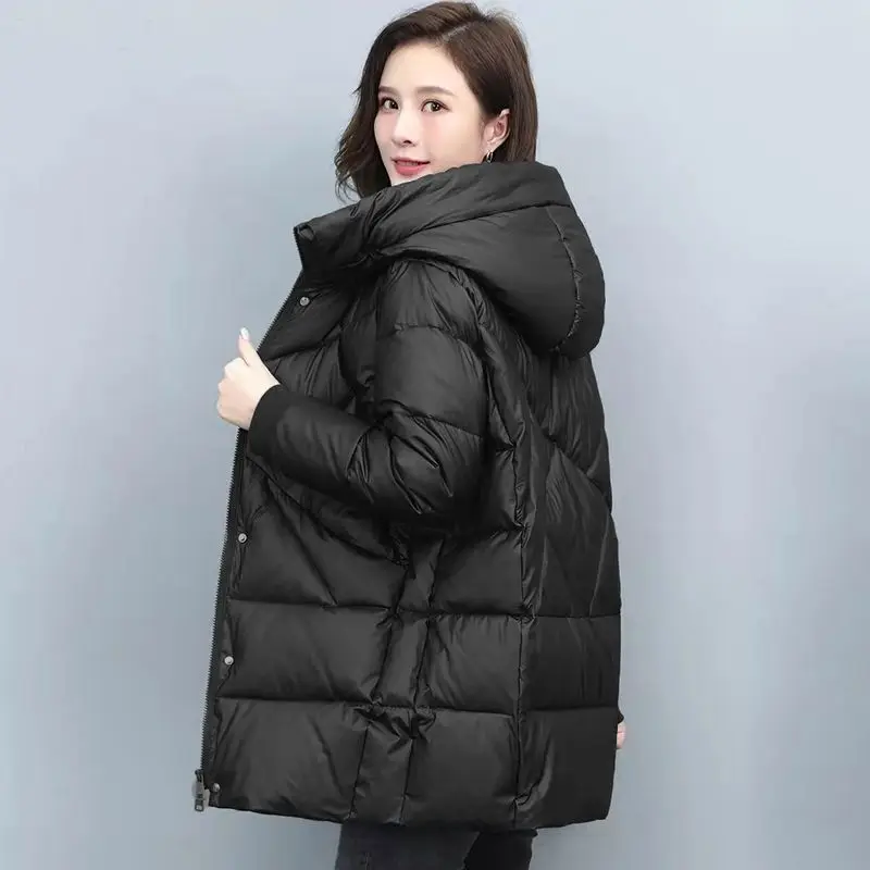 

Woman Fall Winter Warm Cotton Coats Black Parkas High Street 2023 Female Collar Thicken Down Jacket Quilted Coat Outerwear L163