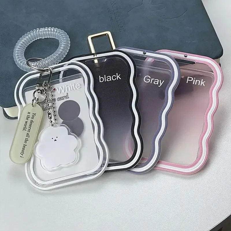 Creative Design Kpop Photocard Holder Transparent Card Holder Keychain Photo Sleeves Bus Card Student Card Case Photo Protector 4