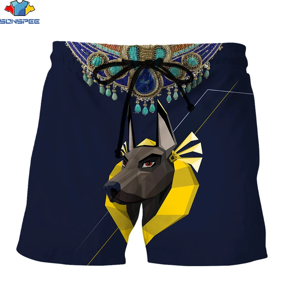 Sonspee Pantaloncini Da Uomo Estivi Con Stampa 3D Divertente Cartone Animato Egiziano Avatar Cultura Stile Etnico Bohémien Moda Design Creativo Pantal
