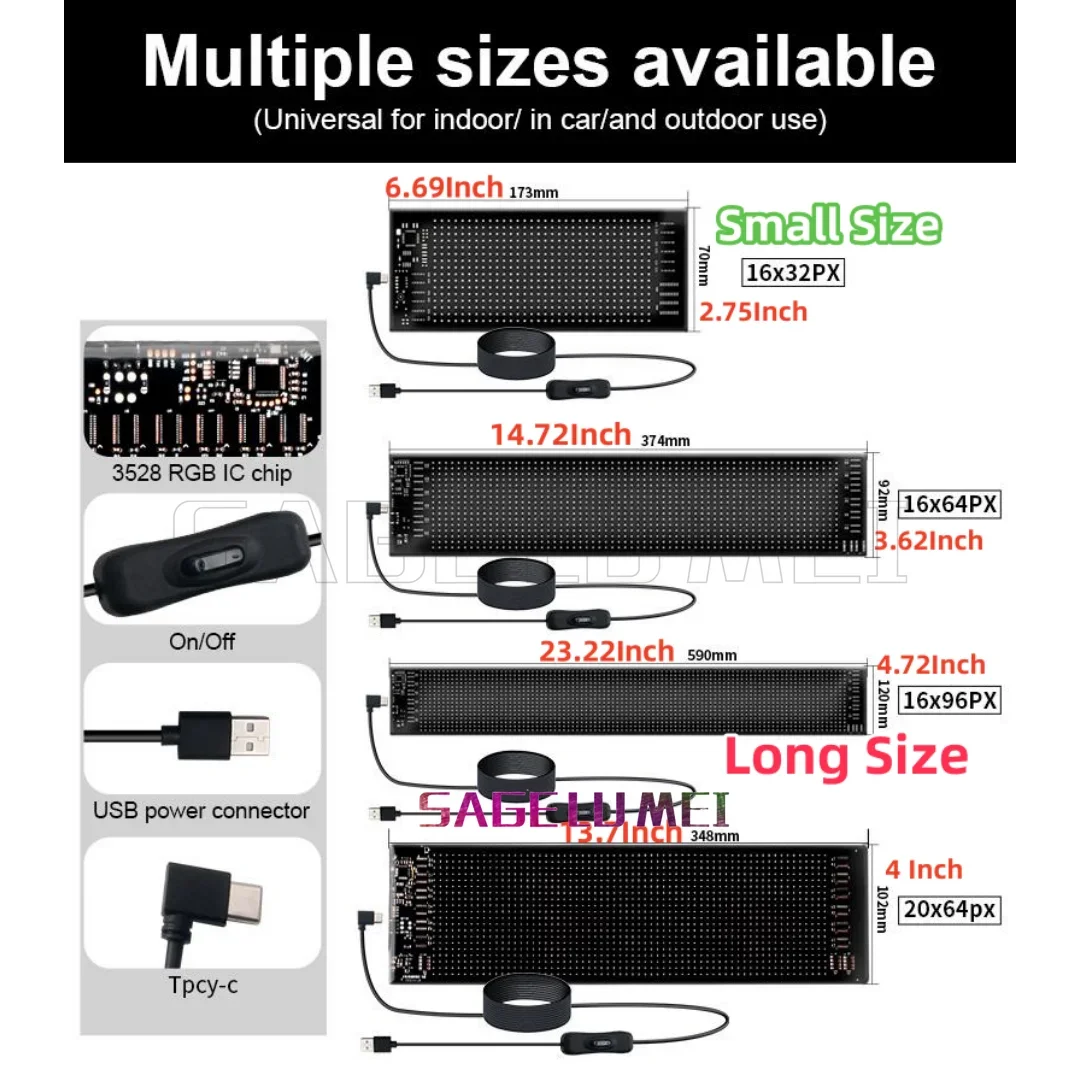 LED Signs Display Light Panel DIY Multilingual Programmable LED Matrix Pixel Panel Flexible Display Ad