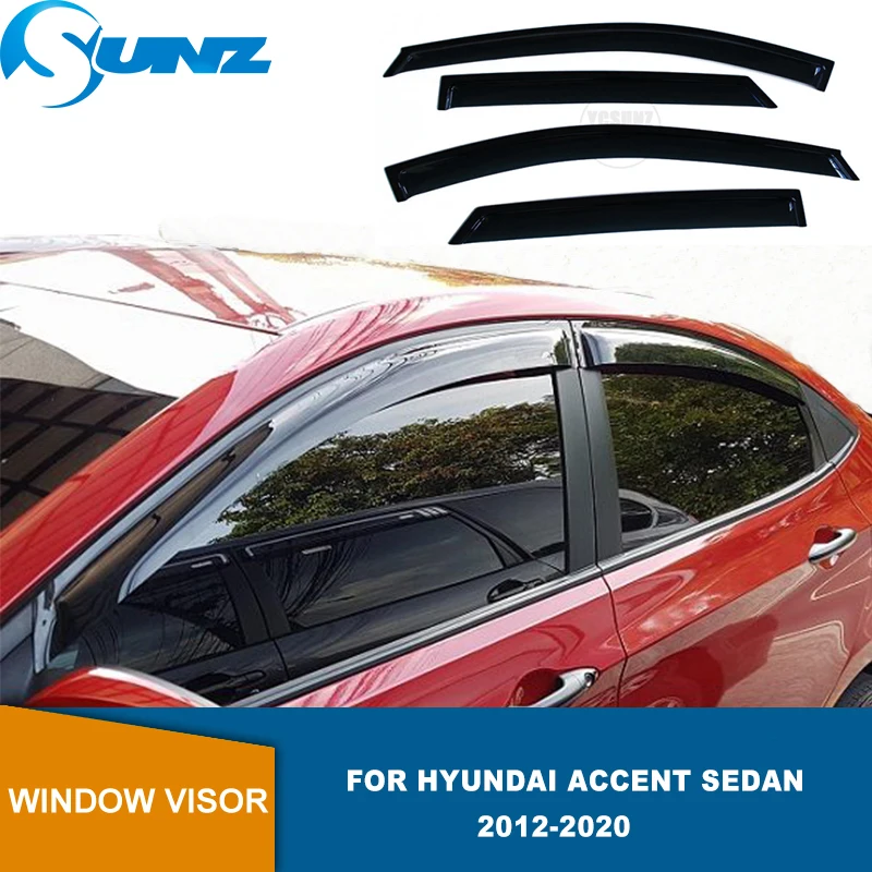 Side Window Deflectors For Hyundai Accent Sedan 2012 2013 2014 2015 2016 2017 Window Visors Side Rain Guard Vent Deflectors SUNZ