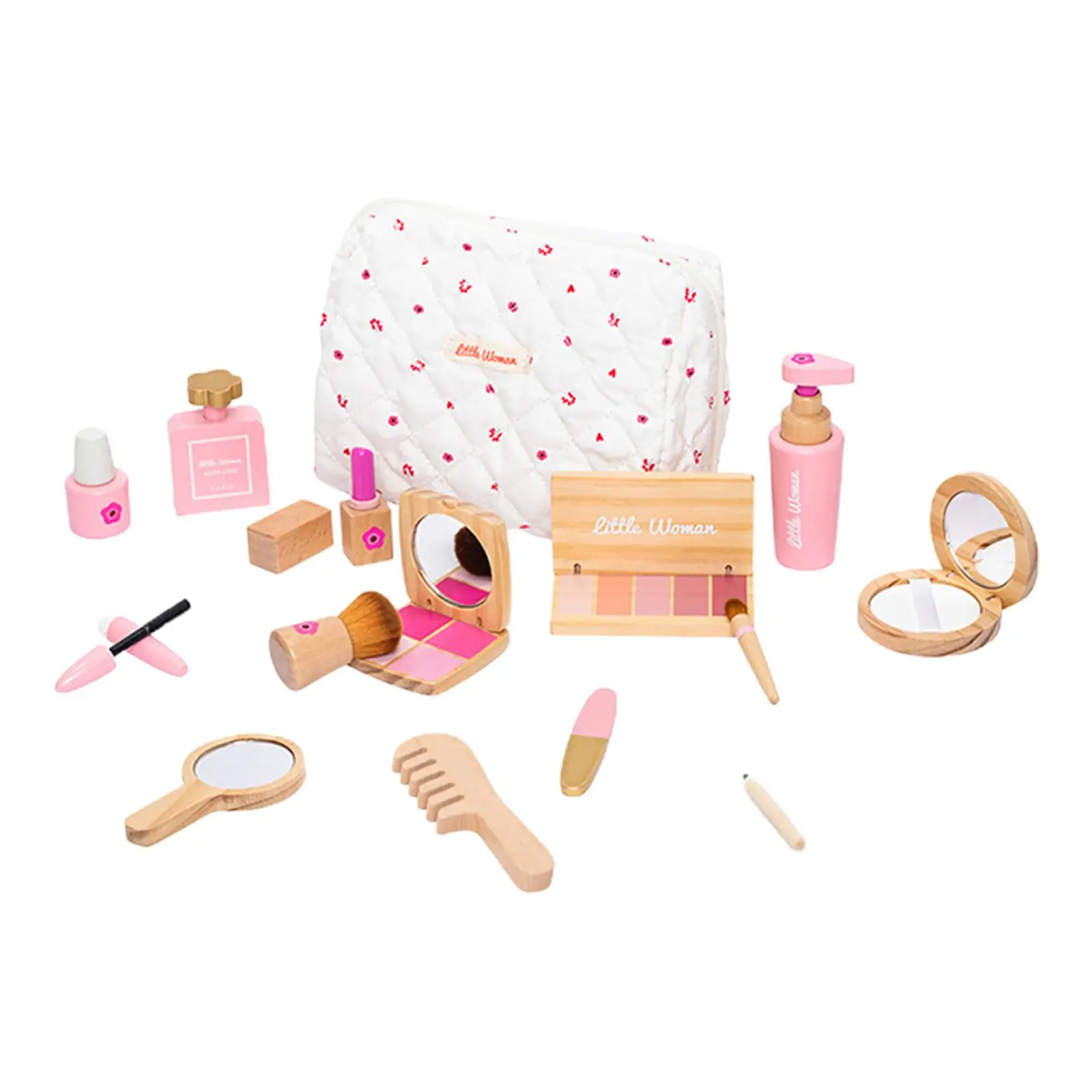 Pretend Play Makeup Beauty Set for Girls Pretend Wood Beauty Salon Toys Set Makeup Toy for Birthday Toys Gift Halloween Kids