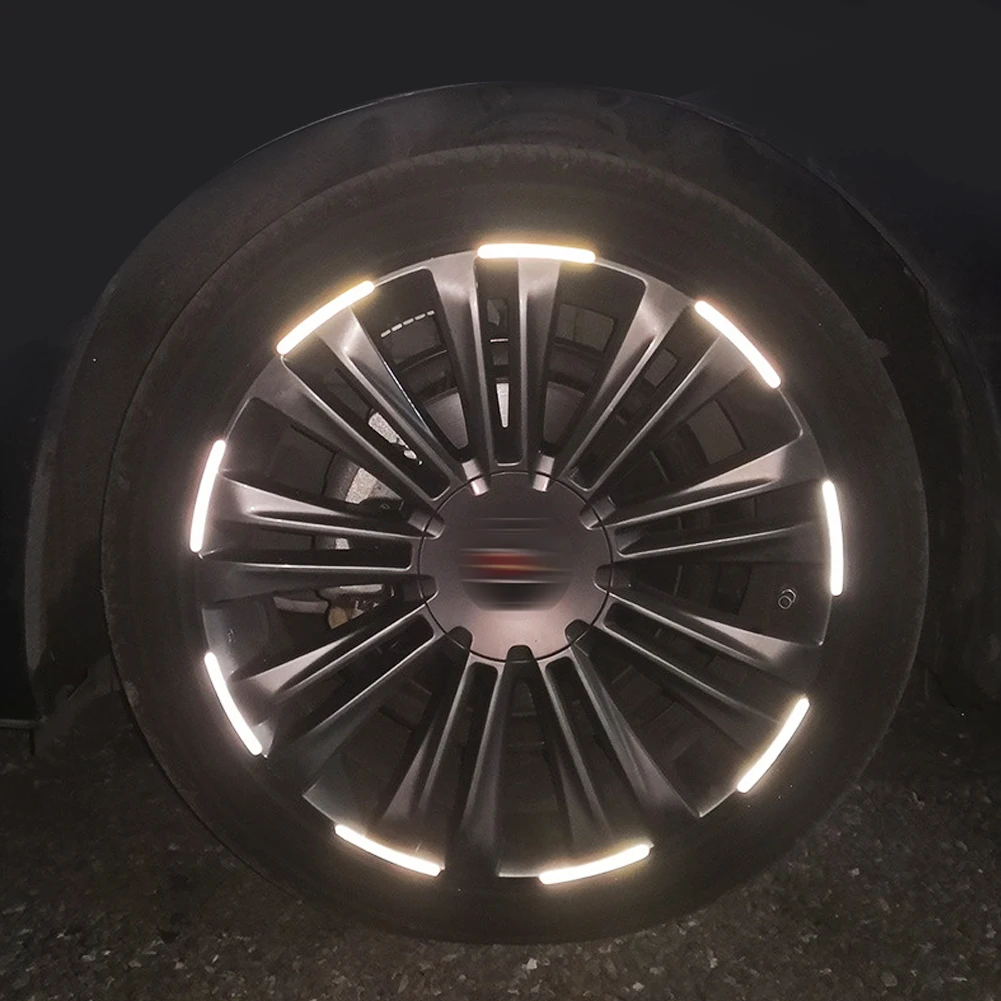 Car Wheel Hub Reflective Sticker Tire Rim Reflective Strips Luminous 20pcs For Night Driving Car Bike Motorcycle