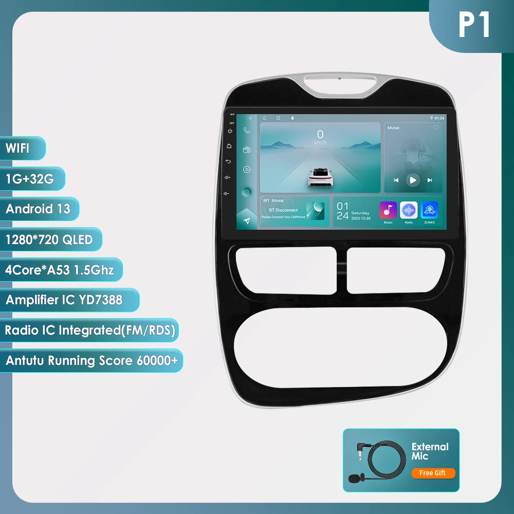 Octa Core 8G 128G Android 14 2Din Autoradio GPS Pour Renault Clio