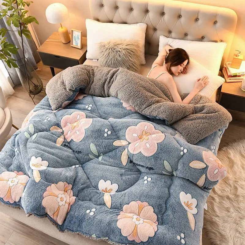 Super Warm Lamb Wool Quilt Winter Thickened Comforter Warmth Cotton  Double-Sided Velvet Soft King Queen Full Size Blanket 5.5KG - AliExpress