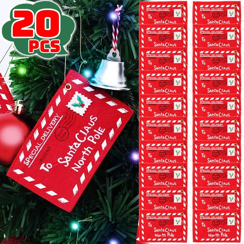 

Santa Claus Envelope Red Felt Non-Woven Letter Embroidered Envelopes for Christmas Tree Hanging Card Candy Gifts Bags Home Decor
