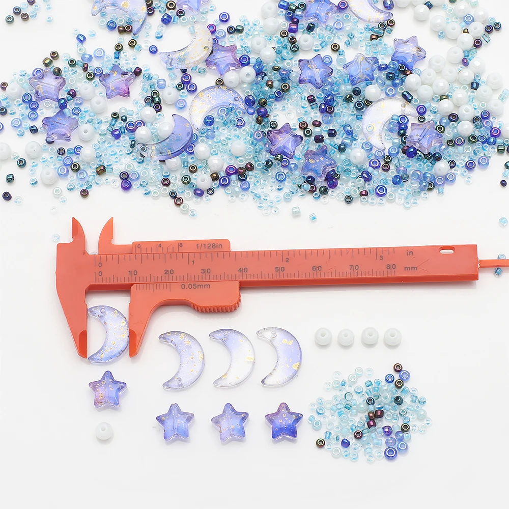 Crystal Beads Mixed Star Moon Crystal Glass Beads Seedbeads Loose Round Pearl for DIY Making Jewelry Craft Bracelets Necklaces Earrings