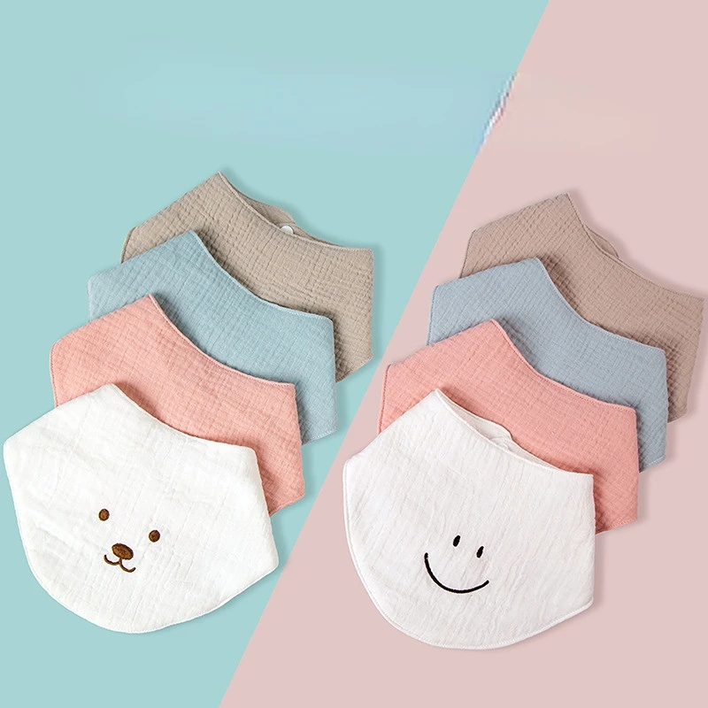 

Полотенце, шарф, детские нагрудники, Слюнявчики для кормления младенцев, хлопковые аксессуары для новорожденных, однотонная застежка-пуговица, Мягкий треугольник