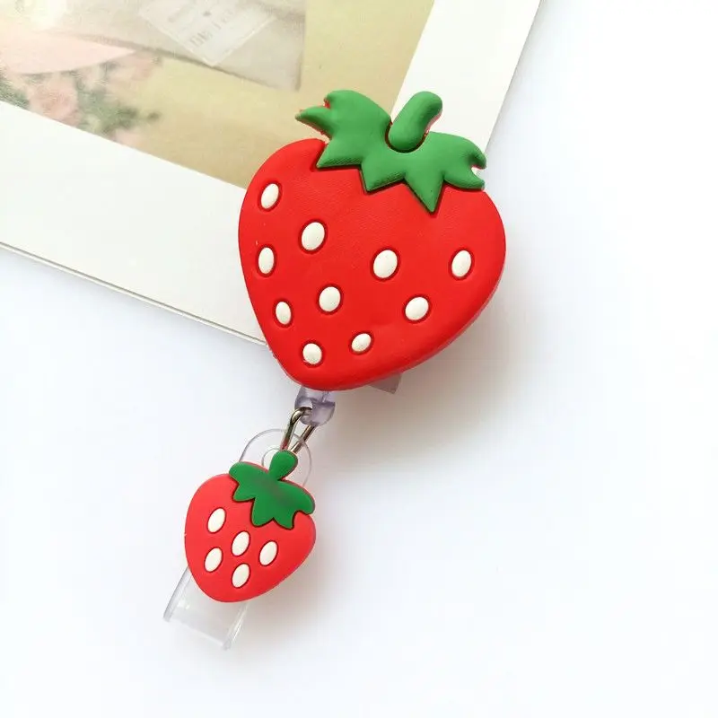 Retractable Badge Reel 1 Piece Soft Silicone Anime Flowers Rainbow Panda Cat Paw ID Card Holder Lanyard