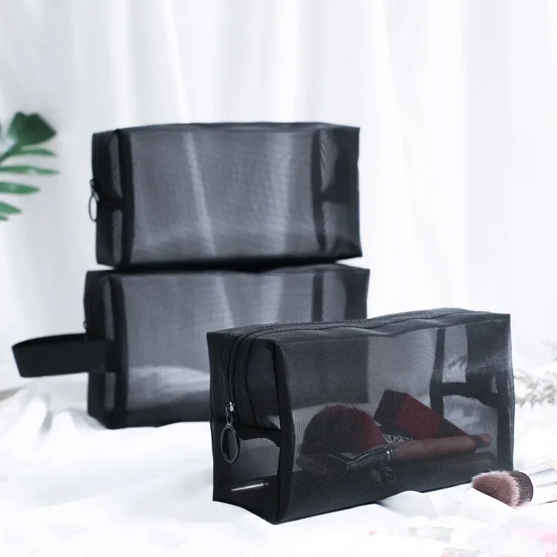 Clear Black Makeup Bag Travel Neceser Toiletry Cosmetic Organizer Bag Pouch Set Women Mesh Small Large Transparent Make Up