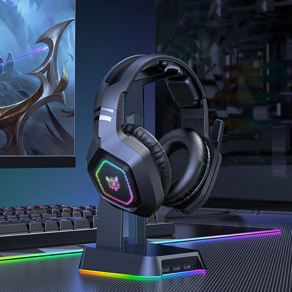 무선 게이밍 헤드셋 2.4GHz/BT 5.3/유선 오버이어 헤드폰 RGB 조명 게이밍 헤드폰 (PC/노트북용)