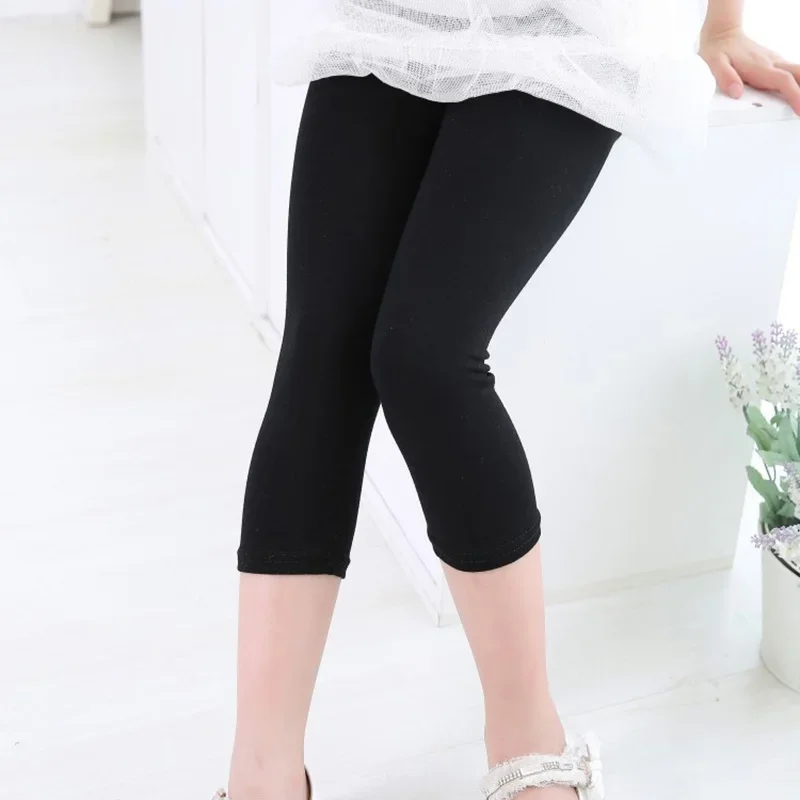Summer Girls Leggings Modal Cotton Bottoms Calf Length Kids Toddler Pants Capris for Girl 2-8 Years girls pants girls trousers kids pants