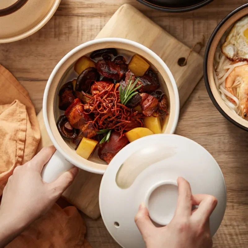 Japanese Style Soup Pot Crock Pots Casserole Ceramic Saucepan High Temperature Resistant Cooking Pan for Gas Stove