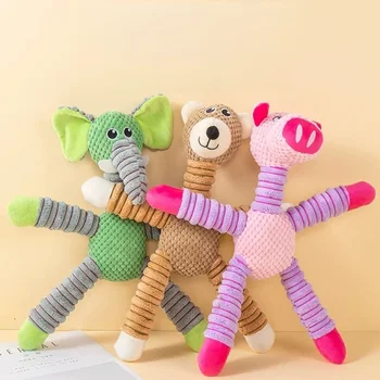 Giocattolo per cani di peluche, simpatico peluche per cani di piccola taglia media, giocattolo da masticare per la dentizione per cuccioli, compagno di giochi interattivo, riduce l'ansia