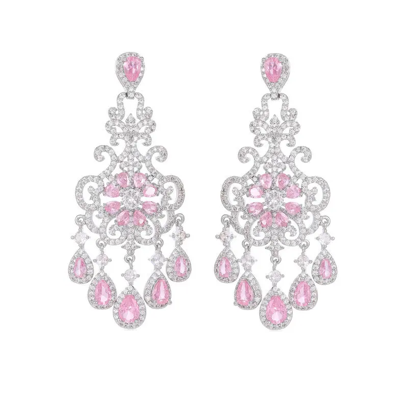 Pattern Hollow Water Drop Tassel Earrings 2023 New Fashion Romantic Wedding Party Bridal Eardrop Brand Jewelry